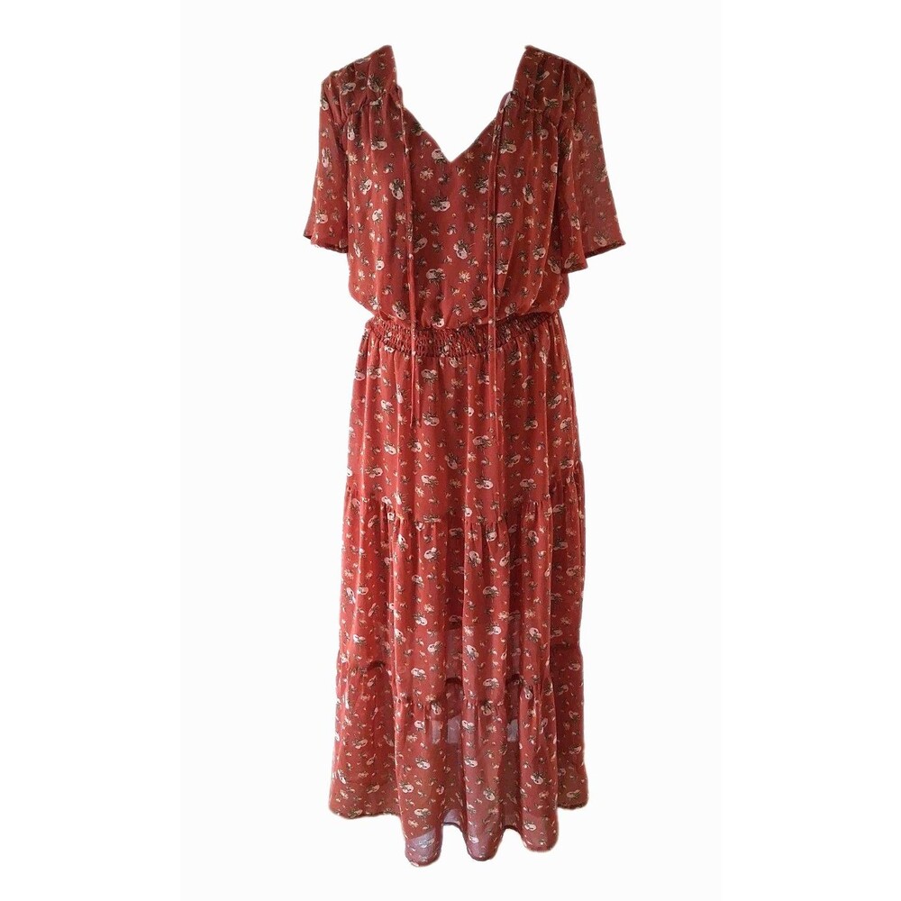 Luxology Maxi Dress Medium Peasant Prairie Boho Cottagecore Feminine Cowgirl